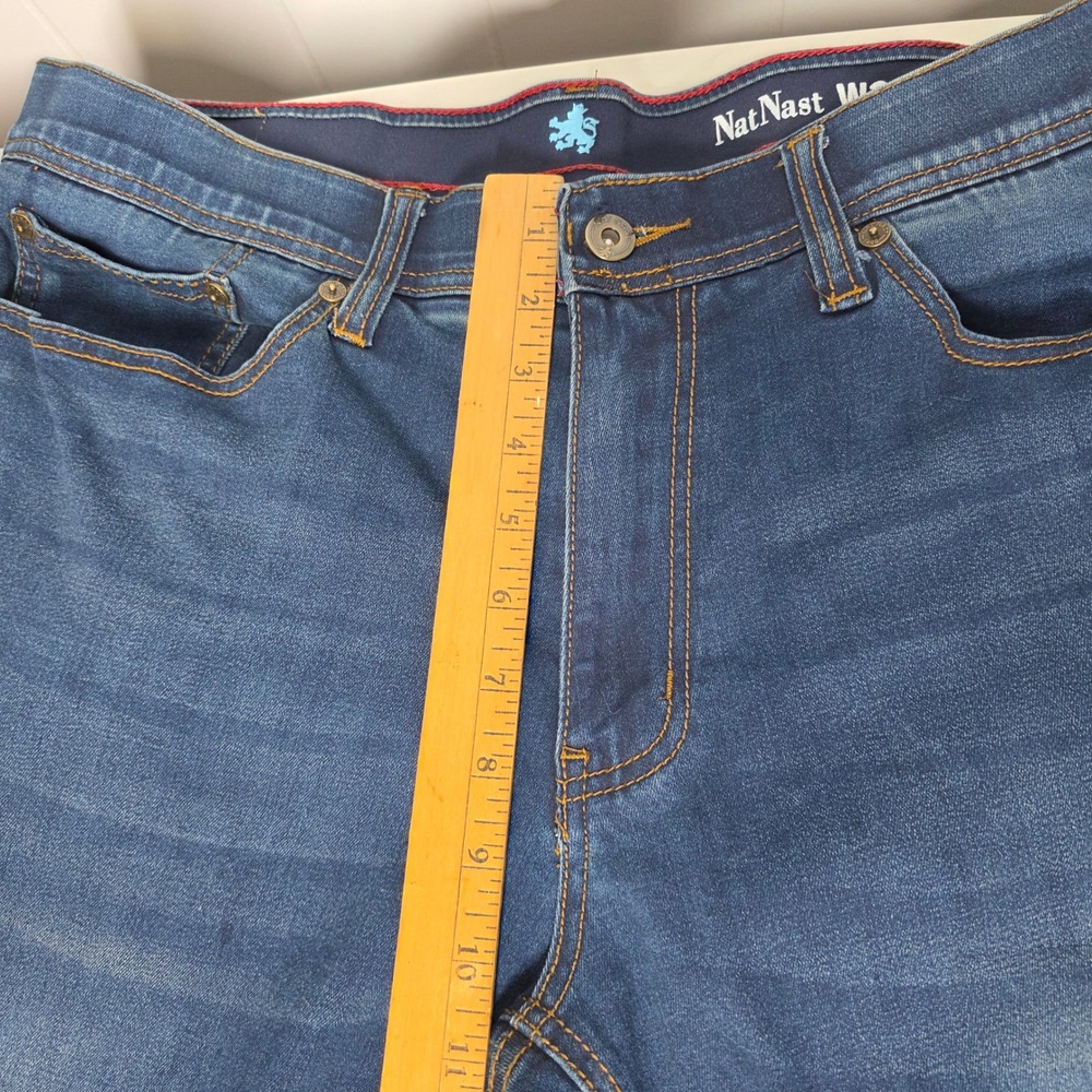 Nat Nast Mens Straight Leg Stretch Denim Jeans Dark Wash Blue W36 L30 - Picture 6 of 12